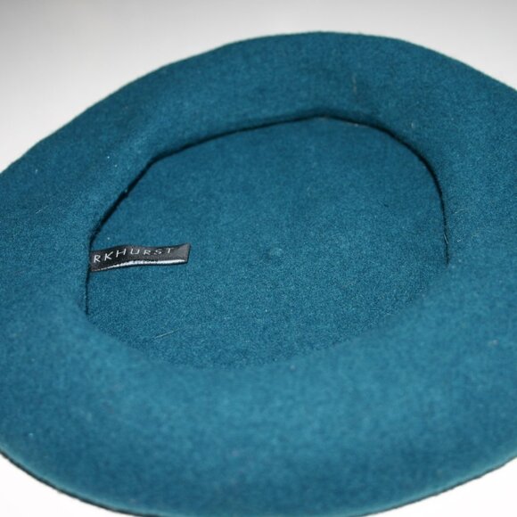 WOMENS' BERET WOOL BEAUTIFUL TEAL COLOR - Picture 2 of 2